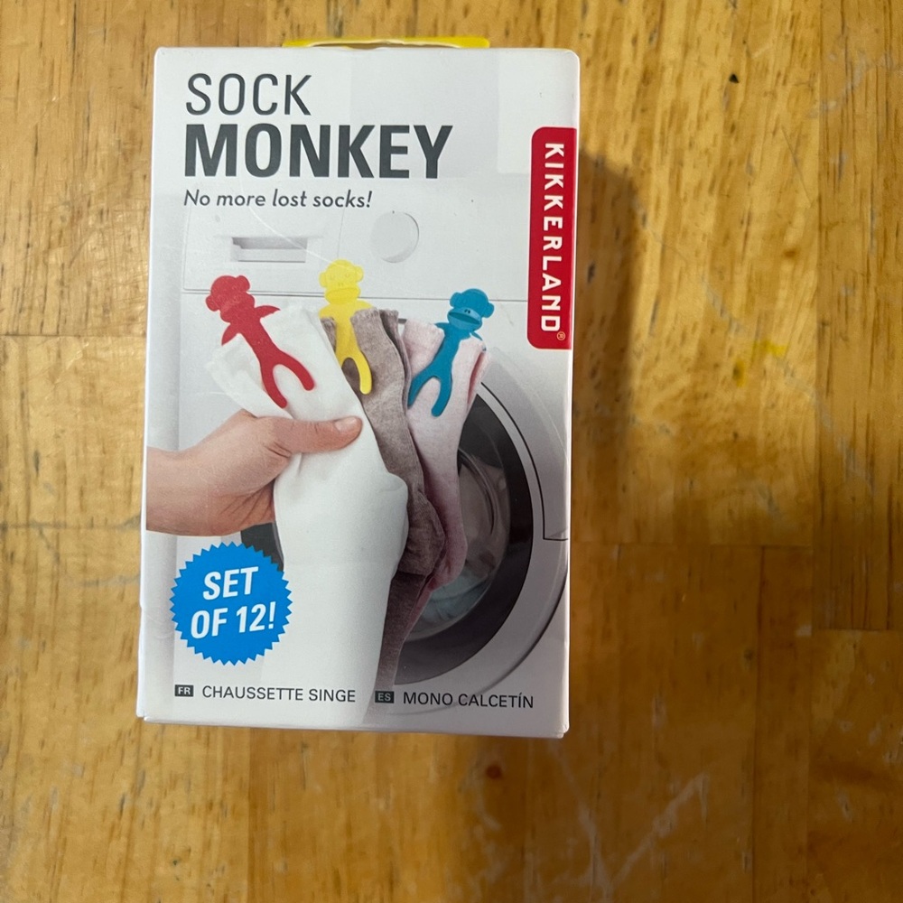 Kikkerland Sock Monkey Clips - Red, Yellow, Blue